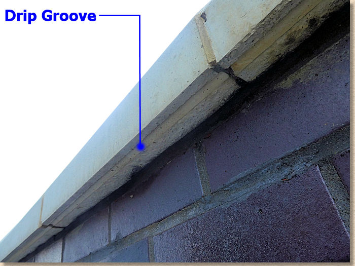 drip groove on concrete coping