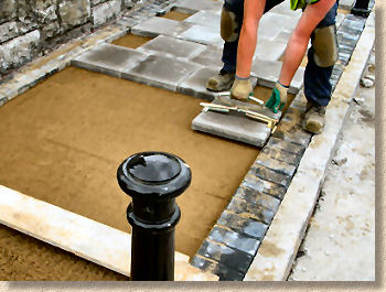 laying small element paving