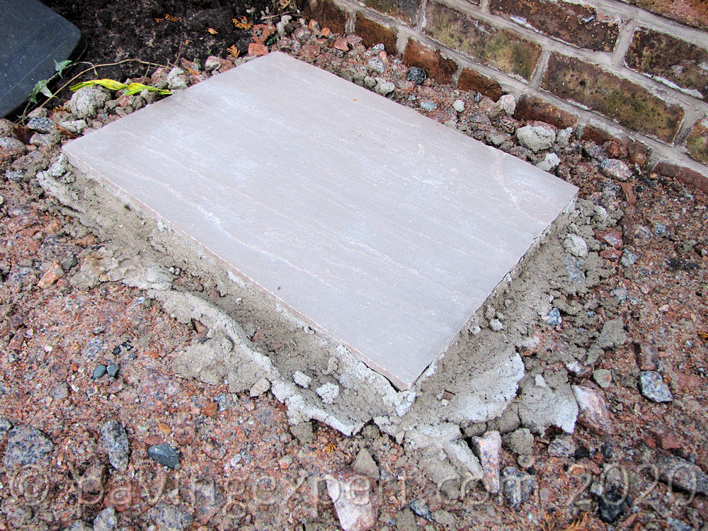 stepping stone on mortar bed