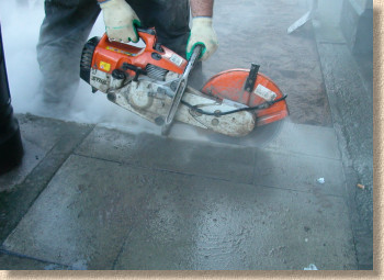 dust from cutting concrete flags