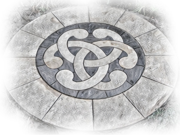 Completed decorative circular patio feature Logo